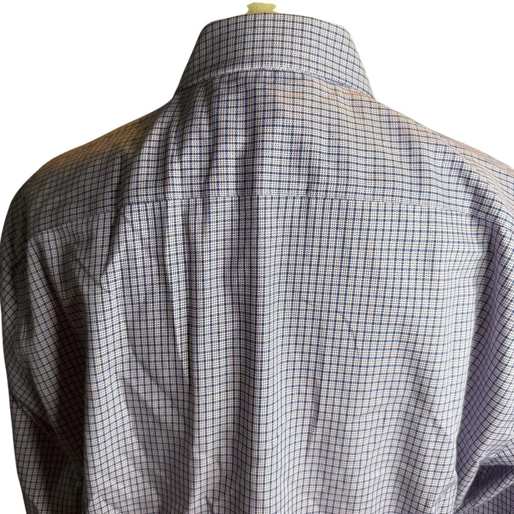Banana Republic Non-Iron Tailored Slim Fit Dress Shirt, Micro Check, Men's Large